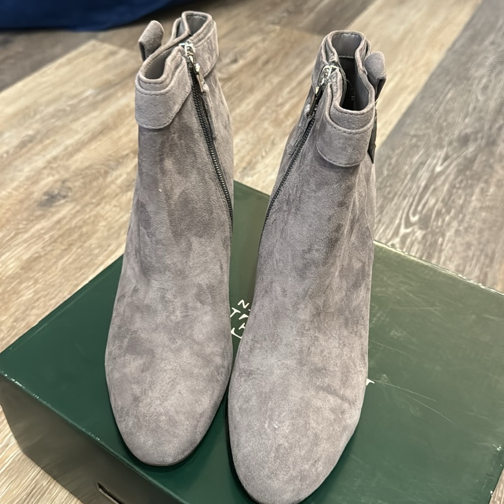 NIB Ralph Lauren grey sheep leather suede heeled ankle boot Brin booties 9.5 * - Picture 6 of 10